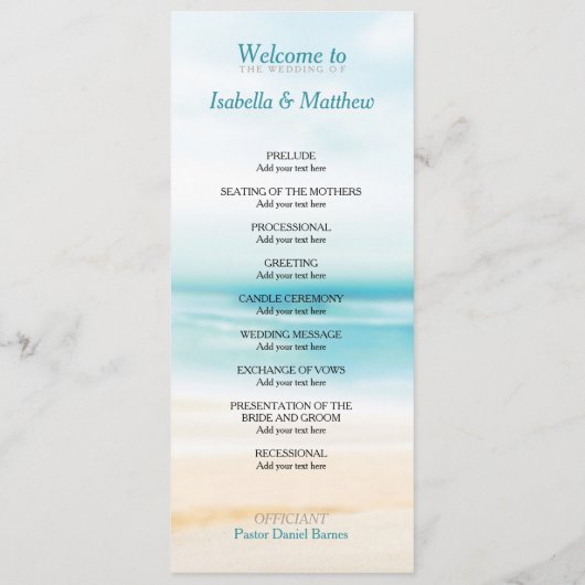 Beach Wedding Program Programmakaart (Achterkant)