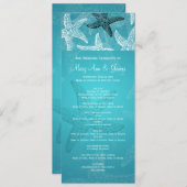 Beach Wedding Program Starfish Blue Programmakaart (Voorkant / Achterkant)