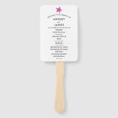 Beach Wedding Programme Fan with Starfish, Fuchsia Handwaaier (Voorkant)