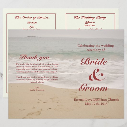 Beach Wedding Programme: Sandy Beach (Voorkant / Achterkant)