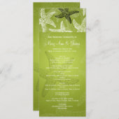 Beach Wedding Programme Starfish Lime Green Programmakaart (Voorkant / Achterkant)
