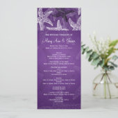 Beach Wedding Programme Starfish Paars Programmakaart (Staand voorkant)