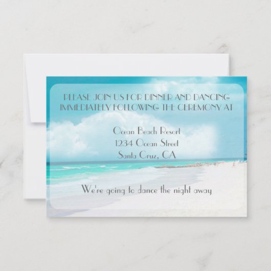 Beach Wedding Reception Kaart (Achterkant)