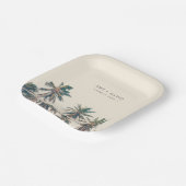 Beach Wedding Reception Palm Tree Personalized Papieren Bordje (Gebogen)