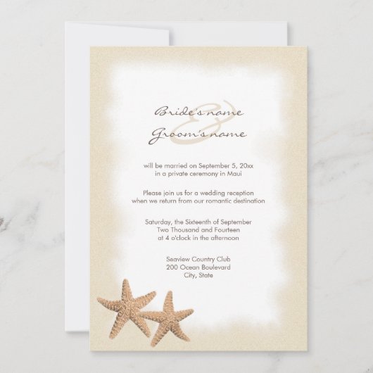 Beach Wedding Reception Slechts Uitnodigingen (Voorkant)