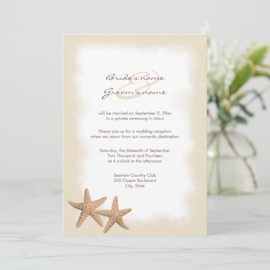 Beach Wedding Reception Slechts Uitnodigingen (Staand voorkant)