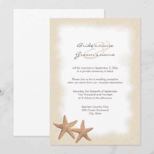 Beach Wedding Reception Slechts Uitnodigingen (Voorkant / Achterkant)