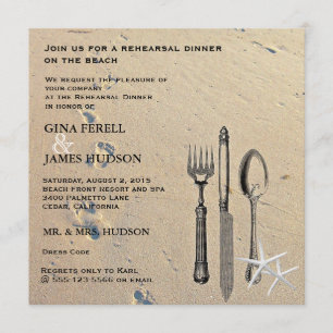 Beach Wedding Rehearsal Dinner Invitation Kaart