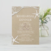 Beach Wedding Rehearsal Dinner Starfish & Waves Kaart (Staand voorkant)