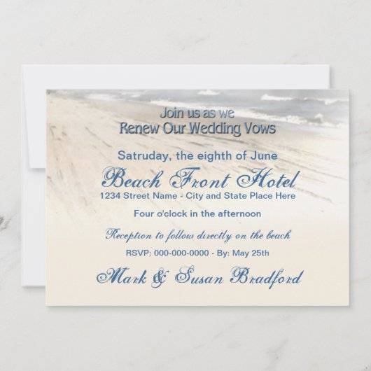Beach Wedding Renewing Vows Uitnodiging (Achterkant)