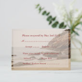 Beach Wedding Reply Cards - Rocky Beach RSVP Kaartje (Staand voorkant)