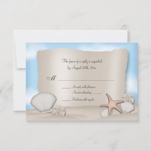 Beach Wedding Reply Cards RSVP Kaartje (Voorkant)