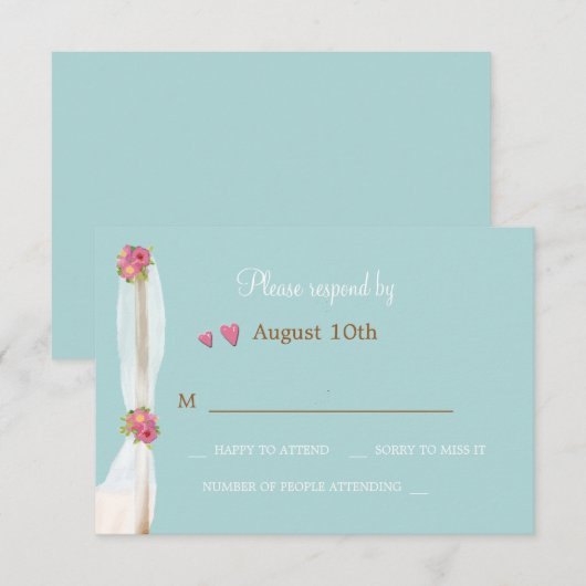 Beach Wedding Response Kaarten RSVP Kaartje (Voorkant / Achterkant)