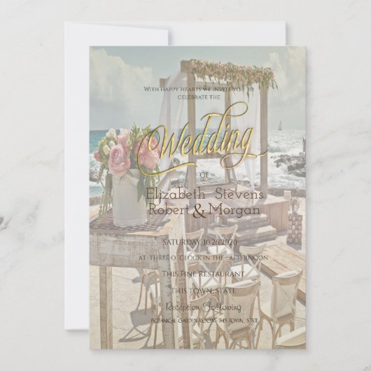 Beach Wedding Retro Arch Kaart (Voorkant)