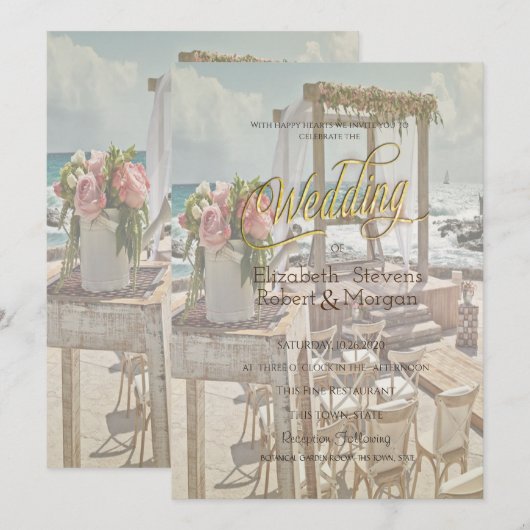 Beach Wedding Retro Arch Kaart (Voorkant / Achterkant)
