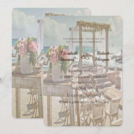 Beach Wedding Retro Arch Kaart (Voorkant / Achterkant)