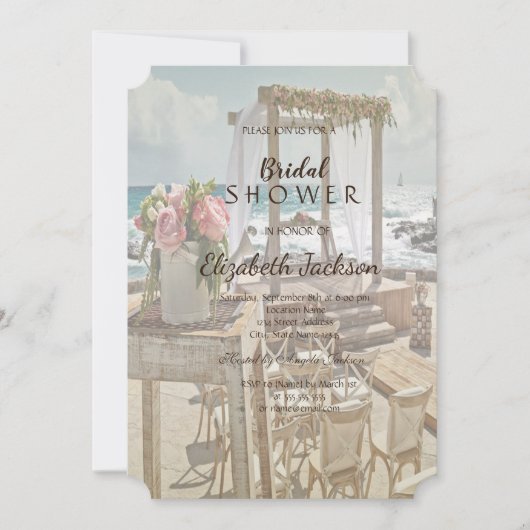Beach Wedding Retro Arch Vrijgezellenfeest Kaart (Voorkant)