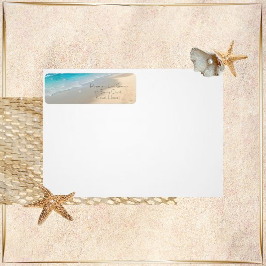 Beach Wedding Return-adreslabels Etiket