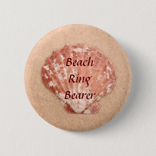Beach Wedding Ring Bearer Button (Voorkant)