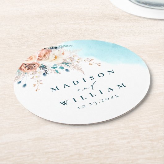 Beach Wedding Ronde Kartonnen Onderzetter (Gebogen)