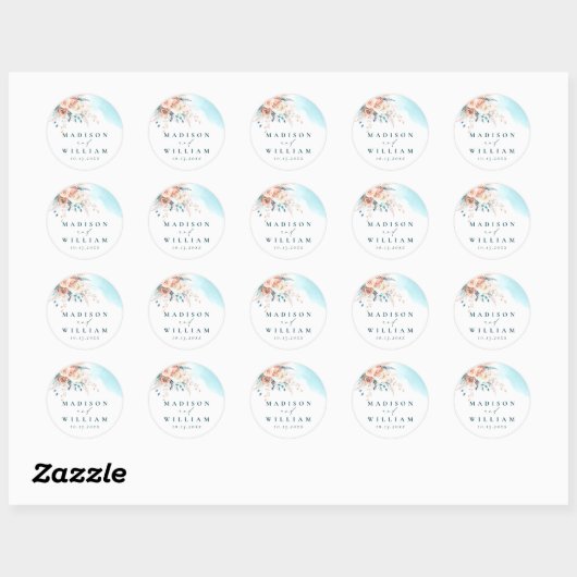 Beach Wedding Ronde Sticker (Vel)