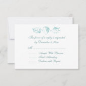 Beach Wedding RSVP Blue Seashells (Voorkant)