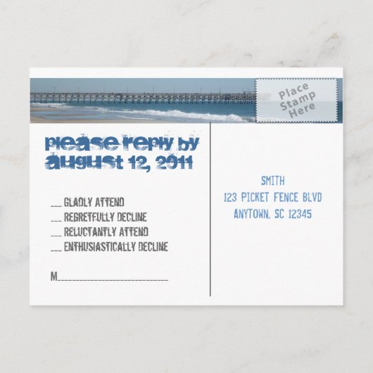 Beach Wedding RSVP Briefkaart (Achterkant)