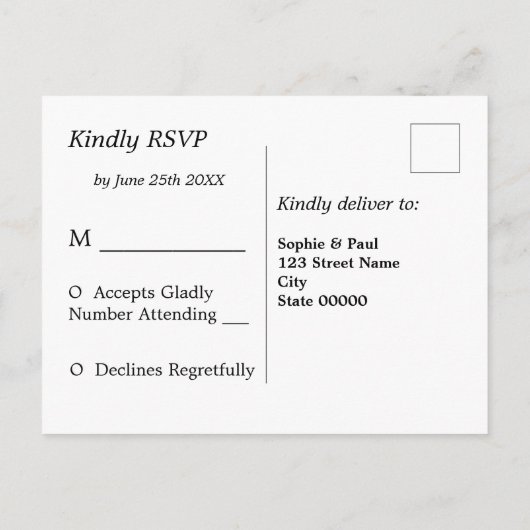 Beach Wedding RSVP Briefkaart (Achterkant)