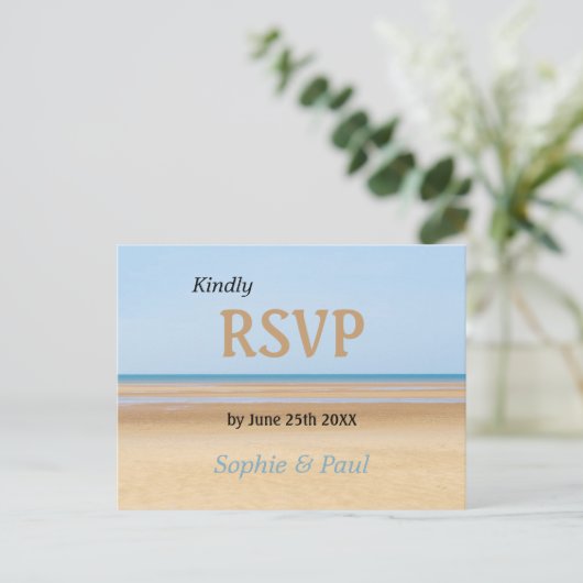 Beach Wedding RSVP Briefkaart (Staand voorkant)