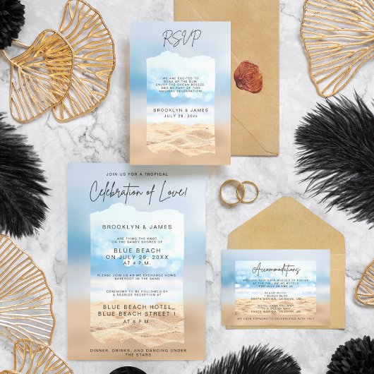 Beach Wedding RSVP-kaarten RSVP Kaartje