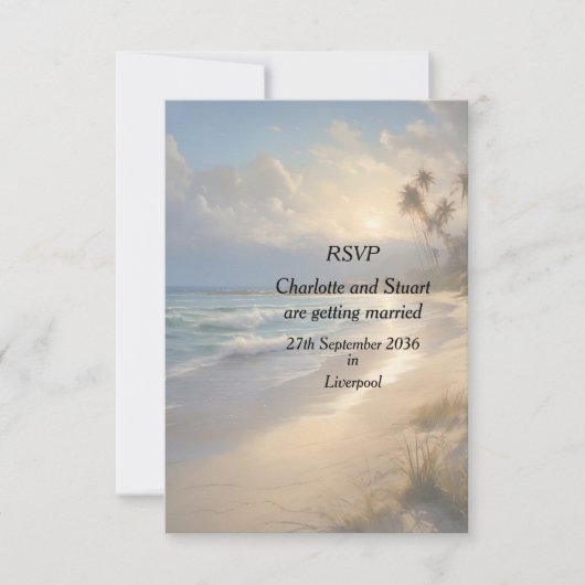 Beach Wedding RSVP Kaartje (Voorkant)