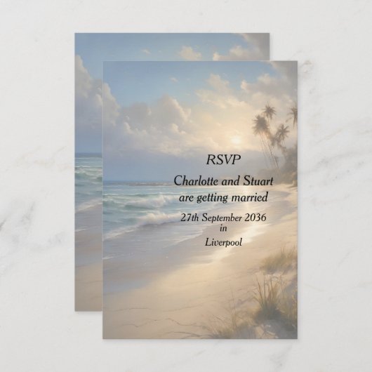 Beach Wedding RSVP Kaartje (Voorkant / Achterkant)