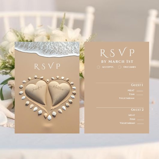 Beach Wedding RSVP-Maaltijden RSVP Kaartje