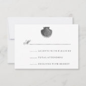 Beach Wedding RSVP Scallop Shell Black (Voorkant)