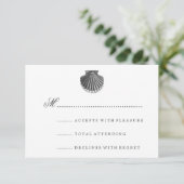 Beach Wedding RSVP Scallop Shell Black (Staand voorkant)