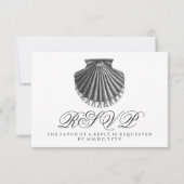 Beach Wedding RSVP Scallop Shell Black (Achterkant)