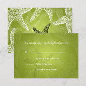 Beach Wedding RSVP Starfish Lime Green Kaartje (Voorkant / Achterkant)