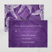 Beach Wedding RSVP Starfish Paars Kaartje (Voorkant / Achterkant)