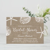 Beach Wedding Rustic Burlap Vrijgezellenfeest Kaart (Staand voorkant)