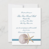 Beach Wedding Sand Dollar and Starfish Reception Kaart (Voorkant)