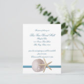 Beach Wedding Sand Dollar and Starfish Reception Kaart (Staand voorkant)
