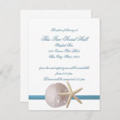 Beach Wedding Sand Dollar and Starfish Reception Kaart (Voorkant / Achterkant)