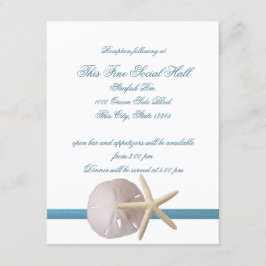 Beach Wedding Sand Dollar and Starfish Reception Kaart