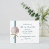 Beach Wedding Sand Dollar and Starfish Reception Kaart (Staand voorkant)