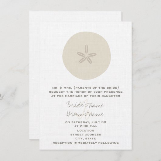 Beach Wedding - Sand Dollar Kaart (Voorkant / Achterkant)