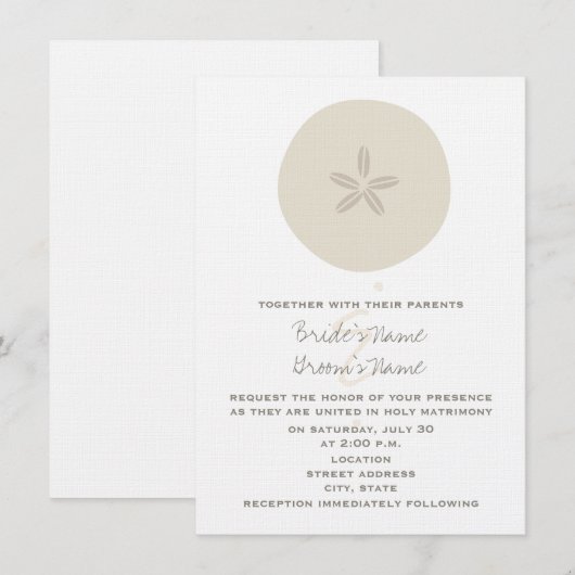 Beach Wedding - Sand Dollar Kaart (Voorkant / Achterkant)