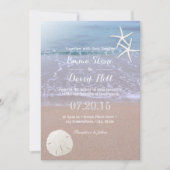 Beach Wedding Sand Dollar & Starfish Kaart (Voorkant)