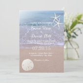 Beach Wedding Sand Dollar & Starfish Kaart (Staand voorkant)