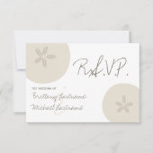 Beach Wedding Sand Dollar Wedding RSVP (Voorkant)