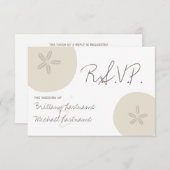 Beach Wedding Sand Dollar Wedding RSVP (Voorkant / Achterkant)